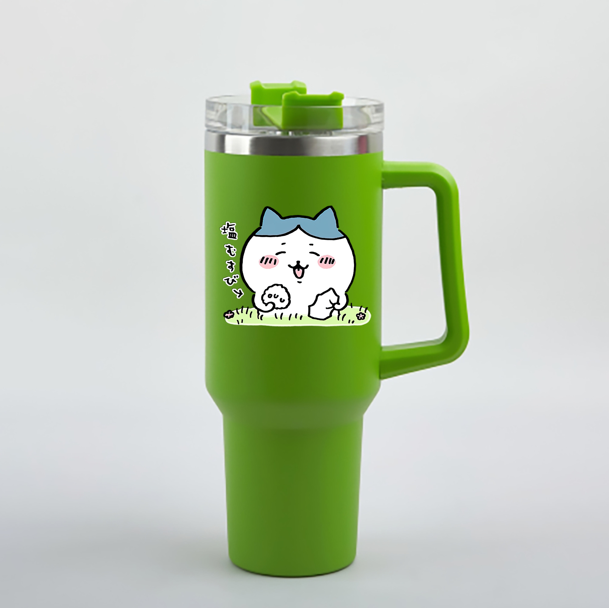 （画像用） ちいかわ ハチワレ Chii-kawa hachiware 1200mL車用タンブラー - クリスタルステッカー（プラスチックストロー付き）